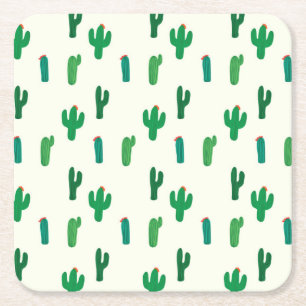 Dessous-de-verre Carré En Papier Motif vert clair de cactus