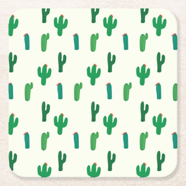 Dessous-de-verre Carré En Papier Motif vert clair de cactus (Devant)