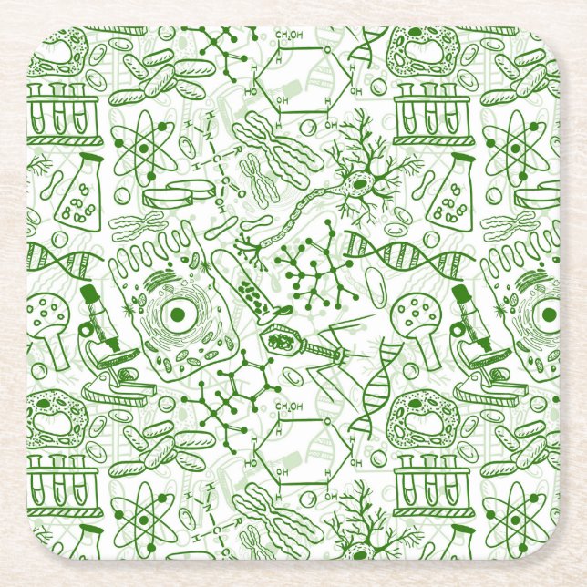 Dessous-de-verre Carré En Papier Motif vert de biologie (Devant)