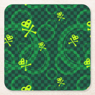 Dessous-de-verre Carré En Papier Motif vert d'Emo avec des cercles