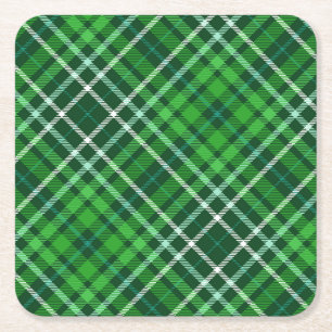 Dessous-de-verre Carré En Papier Motif vert-foncé et de Forest Green de plaid