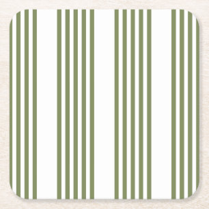 Dessous-de-verre Carré En Papier Motif vert olive et blanc cinq bandes
