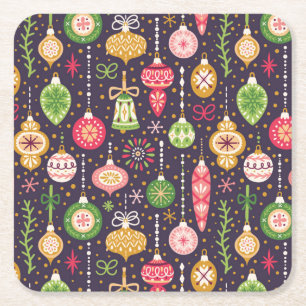 Dessous-de-verre Carré En Papier Motif vintage d'ornement de Noël