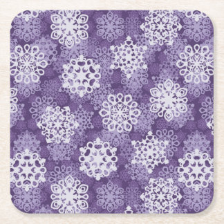 Dessous-de-verre Carré En Papier Motif violet de flocons de neige