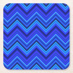 Dessous-de-verre Carré En Papier Motif zigzag rayures bleues