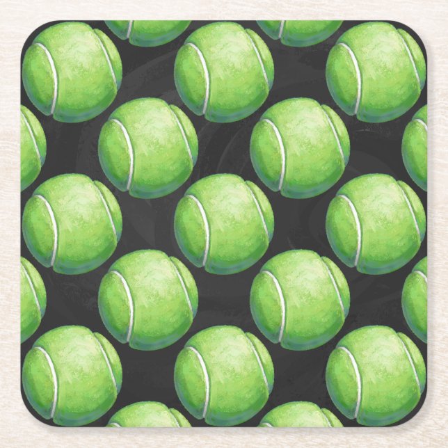 Dessous-de-verre Carré En Papier Motifs de balle de tennis (Devant)