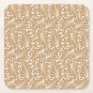 Dessous-de-verre Carré En Papier Motifs de feuilles tourbillonnantes vintage sur fo