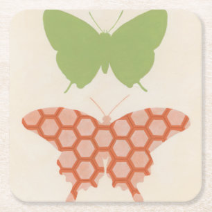 Dessous-de-verre Carré En Papier Motifs papillons décoratifs sur Arrière - plan crè