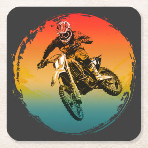 Dessous-de-verre Carré En Papier motocycliste de moto cross vintage moto