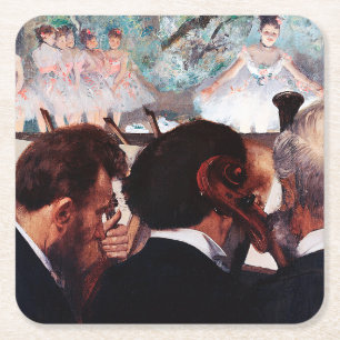 Dessous-de-verre Carré En Papier Musiciens d'orchestre, Edgar Degas