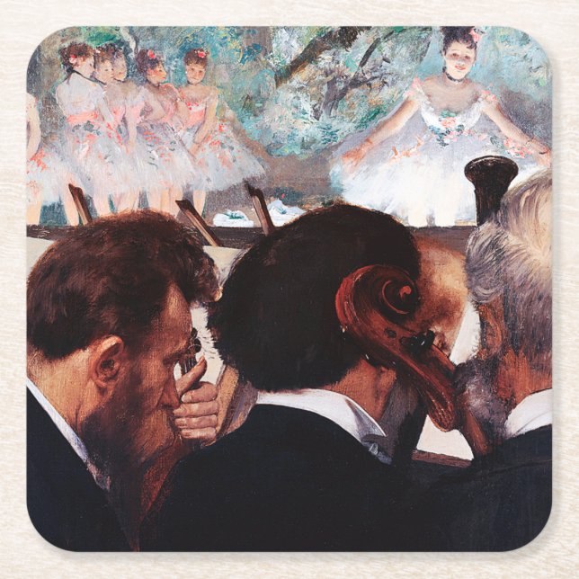 Dessous-de-verre Carré En Papier Musiciens d'orchestre, Edgar Degas (Devant)