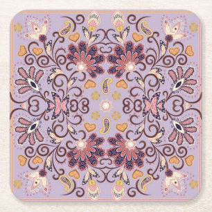 Dessous-de-verre Carré En Papier Nappe à fleurs indiennes : belle motif pastel