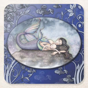 Dessous-de-verre Carré En Papier Nappe de douche Bébé Sirène Mère et Bébé