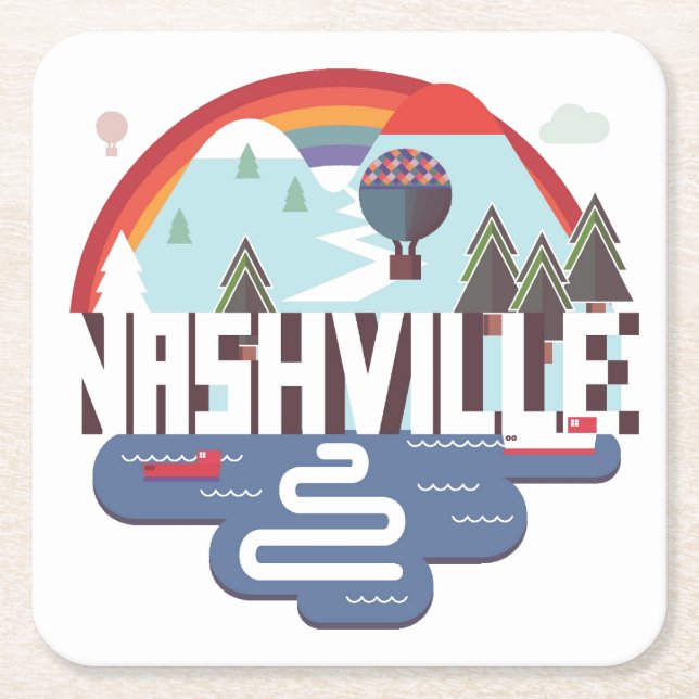 Dessous-de-verre Carré En Papier Nashville dans la conception (Devant)