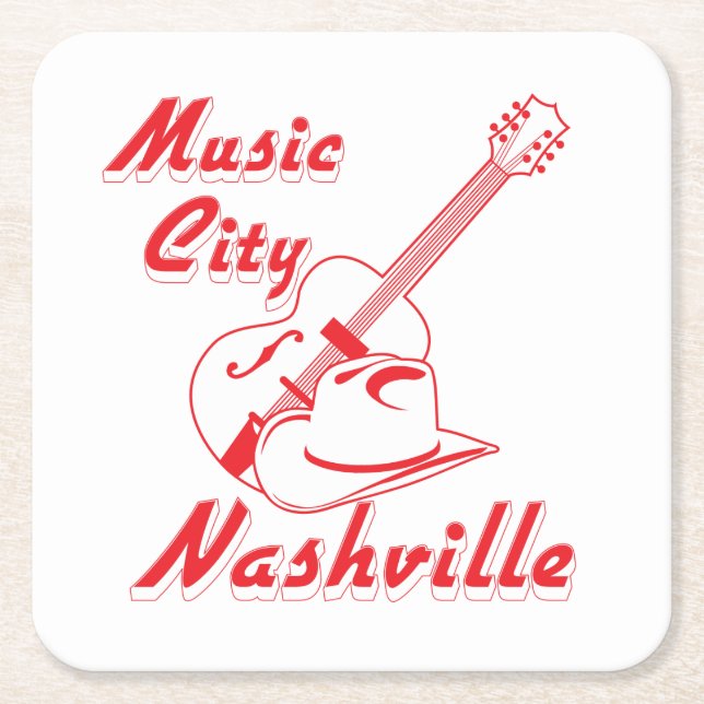 Dessous-de-verre Carré En Papier Nashville. Ville de musique (Devant)