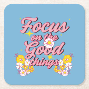 Dessous-de-verre Carré En Papier Nature Soul Slogan   Focus sur les bonnes choses