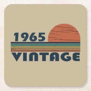 Dessous-de-verre Carré En Papier Né en 1965 vintage 60e anniversaire cadeau