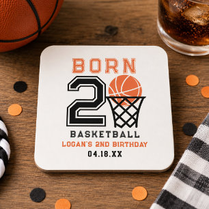 Dessous-de-verre Carré En Papier Né pour le Basketball 2e anniversaire du garçon