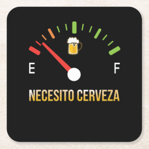 Dessous-de-verre Carré En Papier Necesito Cerveza J'ai besoin de bière en espagnol