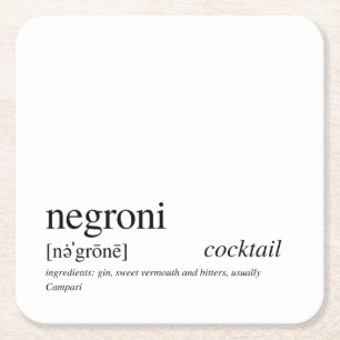Dessous-de-verre Carré En Papier Negroni Modern Quote Typographie Noire