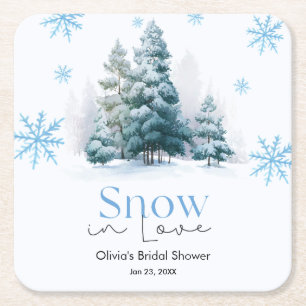 Dessous-de-verre Carré En Papier Neige d'hiver en amour Flocons de neige Baby Showe