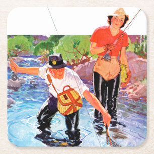 Dessous-de-verre Carré En Papier Netting A Fish par R.J. Cavaliere