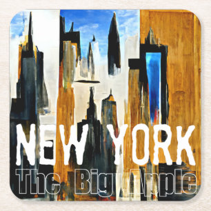 Dessous-de-verre Carré En Papier New York La Grande Pomme Peinture Abstraite