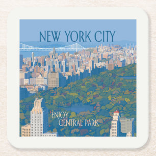 Dessous-de-verre Carré En Papier New York   Profitez de Central Park