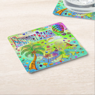 Dessous-de-verre Carré En Papier Newport Beach Mélodie Intemporelle Coaster