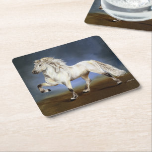 Dessous-de-verre Carré En Papier Noblesse Cheval Islandais Blanc