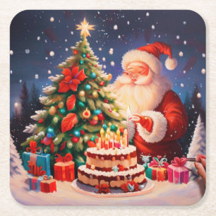 Dessous-de-verre Carré En Papier Noël Anniversaire 10