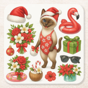Dessous-de-verre Carré En Papier Noël en juillet pour la fête de la piscine Amoureu