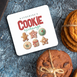 Dessous-de-verre Carré En Papier Noël Fête d'échange de cookies