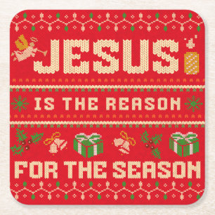 Dessous-de-verre Carré En Papier Noël Jésus Est La Raison De La Saison
