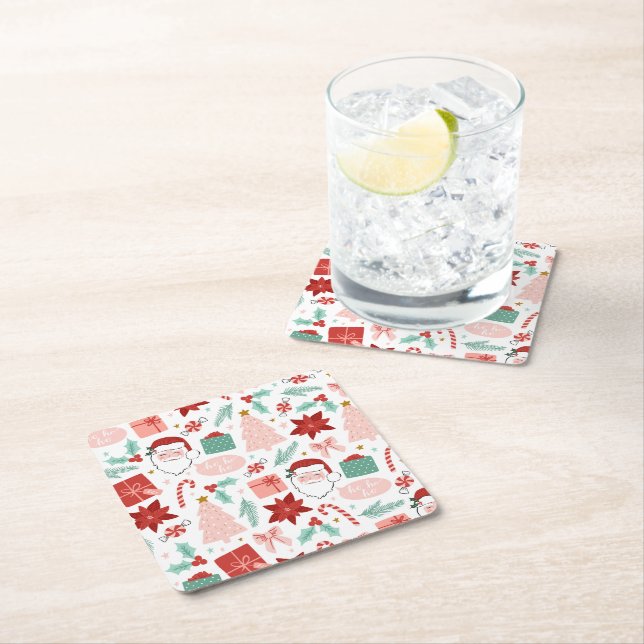 Dessous-de-verre Carré En Papier Noël joyeux (En situation)