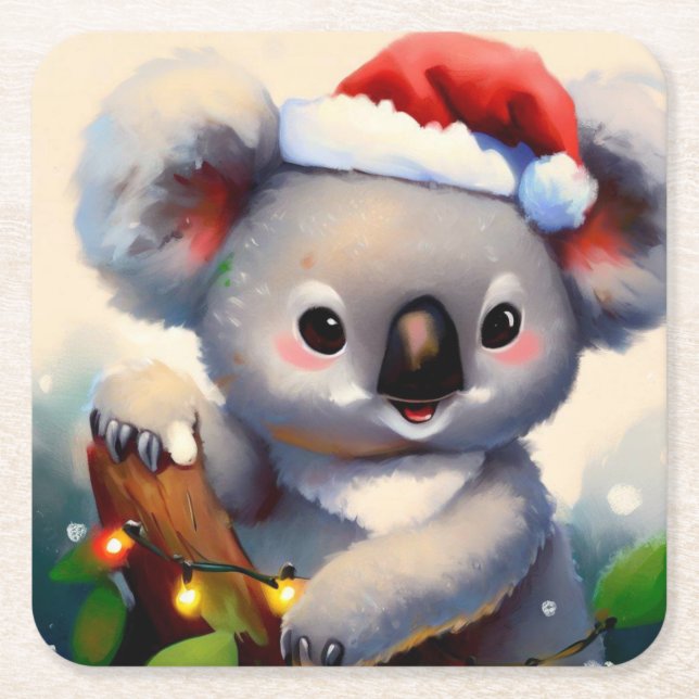 Dessous-de-verre Carré En Papier Noël Koala 2 (Devant)