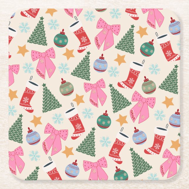 Dessous-de-verre Carré En Papier Noël mignon (Devant)