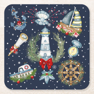 Dessous-de-verre Carré En Papier Noël nautique