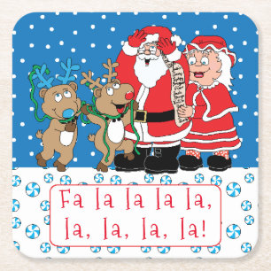 Dessous-de-verre Carré En Papier Noël Père Noël Mme Claus