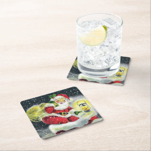 Dessous-de-verre Carré En Papier Noël rétro Père Noël Fête de Noël 