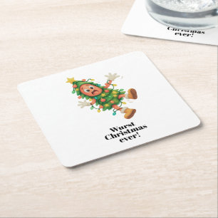 Dessous-de-verre Carré En Papier Noël saucisson au max ! Drôle salami