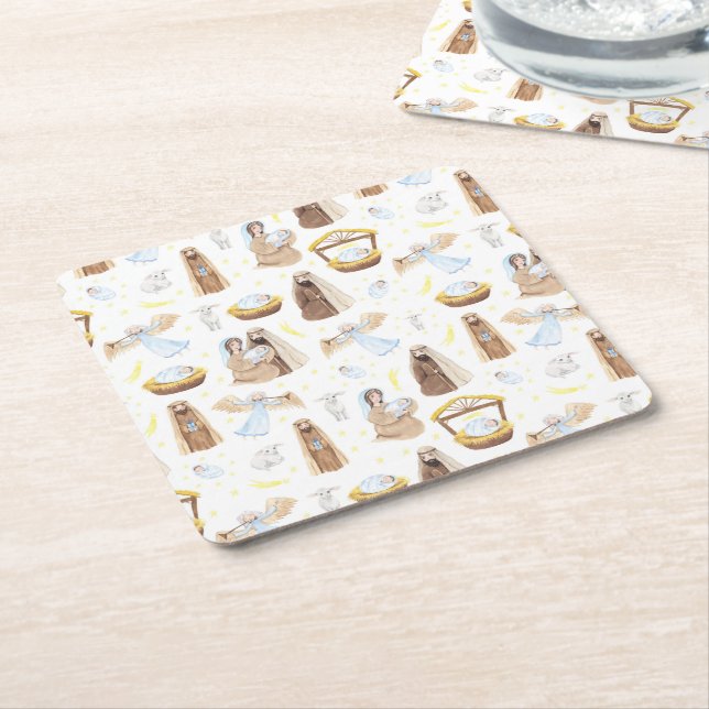 Dessous-de-verre Carré En Papier Noël Soirée Religieuse Carré Papier Coller (Incliné)