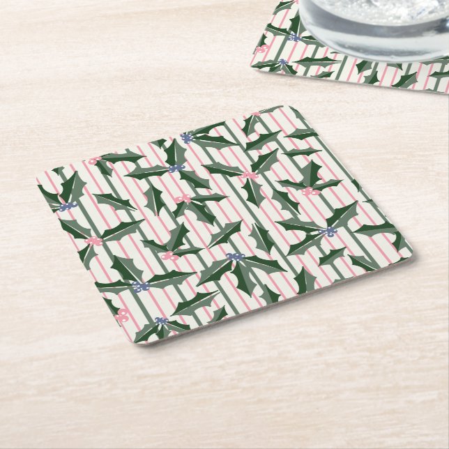Dessous-de-verre Carré En Papier Noël victorien Holly (Incliné)
