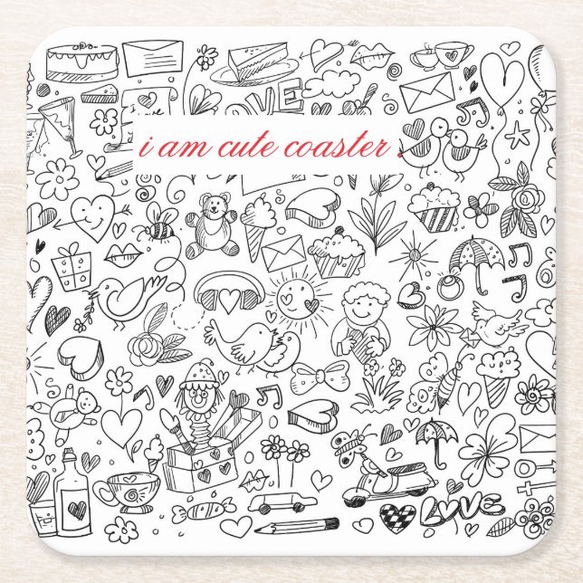 Dessous-de-verre Carré En Papier Noir & Blanc Cutest  (Devant)