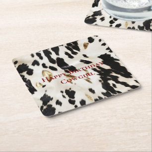 Dessous-de-verre Carré En Papier Noir Blanc Or Sud-Ouest de la vache Noire