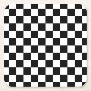 Dessous-de-verre Carré En Papier Noir et blanc Checkered