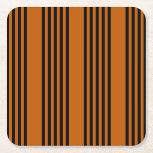 Dessous-de-verre Carré En Papier Noir et brûlé orange cinq bandes motif