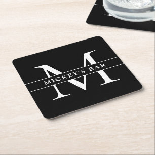 Dessous-de-verre Carré En Papier Nom de monogramme personnalisé