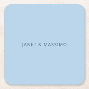 Dessous-de-verre Carré En Papier Nom minimaliste personnalisé bleu pastel personnal
