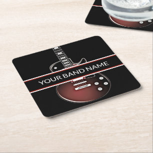 Dessous-de-verre Carré En Papier Nom personnalisé Band Guitare Rock and Roll Music